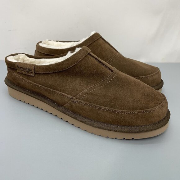 New Koolaburra UGG Graisen Slippers Casual Faux Fur Suede Leather Brown Mens 9 - Picture 1 of 12